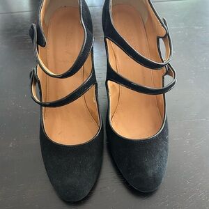 J. Crew Black Suede Mary Jane Heels